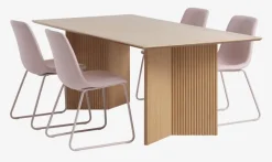 VESTERBORG L200 tafel eiken + 4 SEJLSTRUP stoelen lichtroze