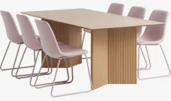 VESTERBORG L200 tafel eiken + 4 SEJLSTRUP stoelen lichtroze