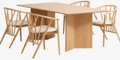VESTERBORG L200 tafel eiken + 4 ARNBORG stoelen eiken