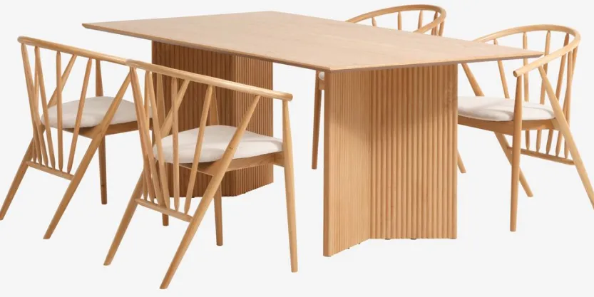 VESTERBORG L200 tafel eiken + 4 ARNBORG stoelen eiken