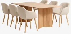 VESTERBORG L200 tafel eiken + 4 ADSLEV stoelen beige