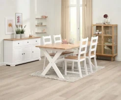 VISLINGE L190 tafel naturel + 4 VISLINGE stoelen naturel