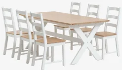VISLINGE L190 tafel naturel + 4 VISLINGE stoelen naturel