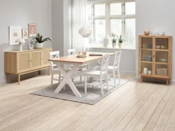 VISLINGE L190 tafel naturel + 4 EJBY stoelen wit