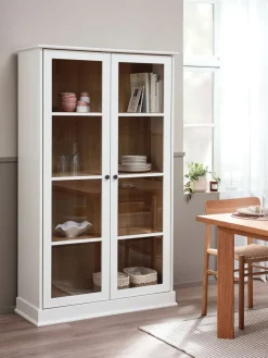 Vitrinekast KIRKEBY 2 deuren wit/eiken