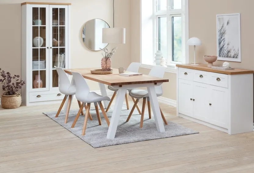 Vitrinekast MARKSKEL 2 deuren wit/eiken