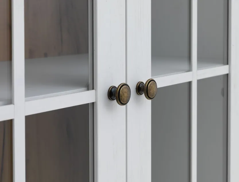 Vitrinekast MARKSKEL 2 deuren wit/eiken