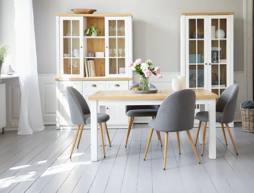 Vitrinekast MARKSKEL 2 deuren wit/eiken