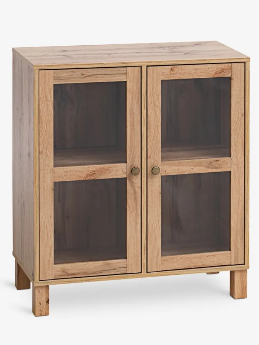 Vitrinekast SKALS glazen deuren eiken