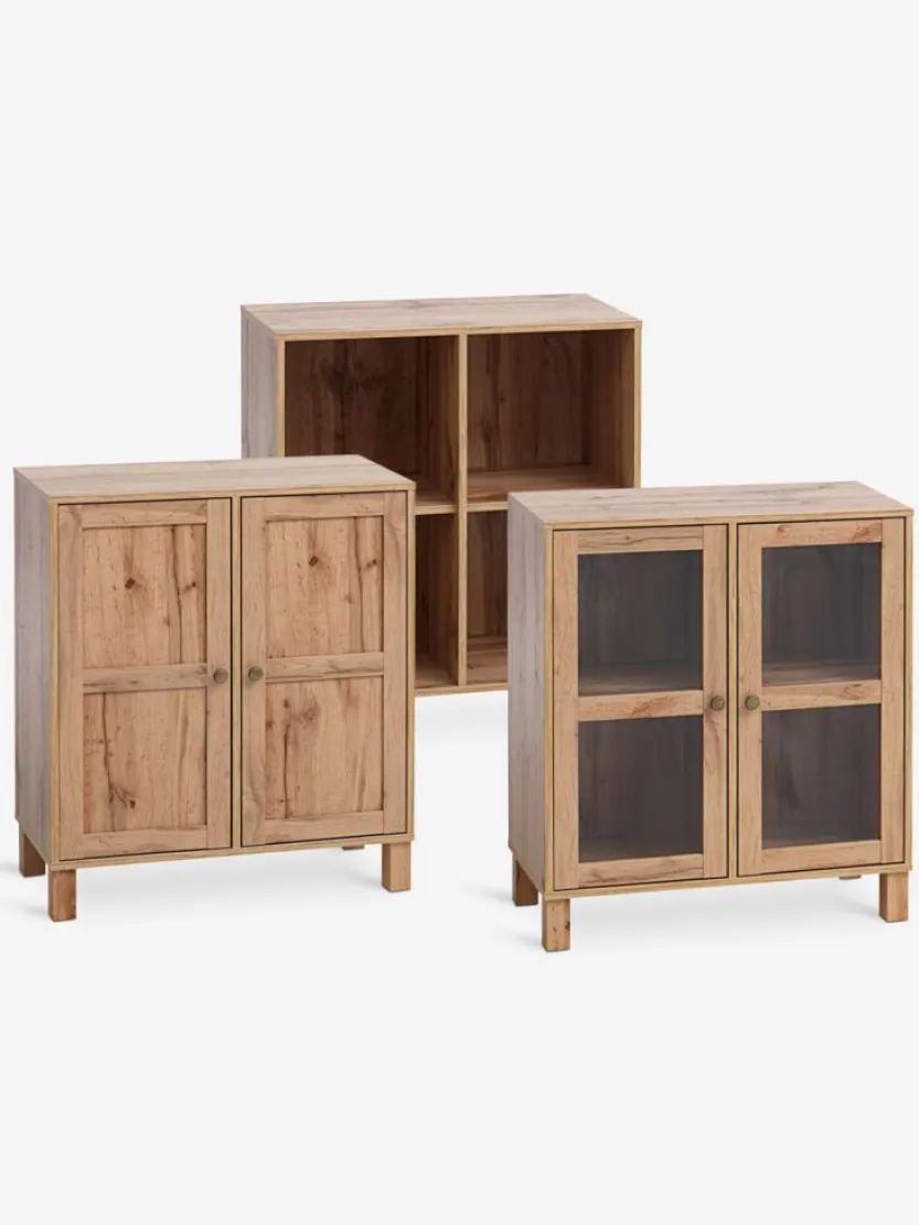 Vitrinekast SKALS glazen deuren eiken