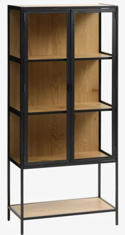 Vitrinekast TRAPPEDAL eiken/zwart