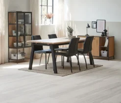 Vitrinekast TRAPPEDAL eiken/zwart