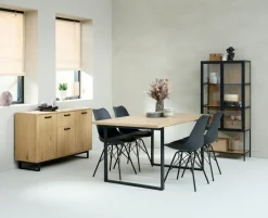 Vitrinekast TRAPPEDAL eiken/zwart