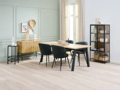 Vitrinekast TRAPPEDAL eiken/zwart