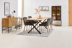 Vitrinekast TRAPPEDAL eiken/zwart