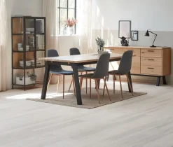 Vitrinekast TRAPPEDAL eiken/zwart