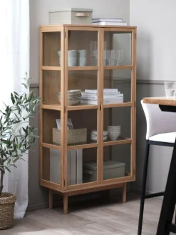 Vitrinekast VESTERBY 2 deuren naturel eiken