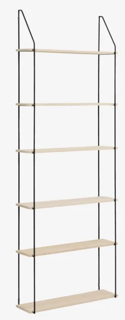 Wandplank HEJLSMINDE 6 schappen zwart/naturel