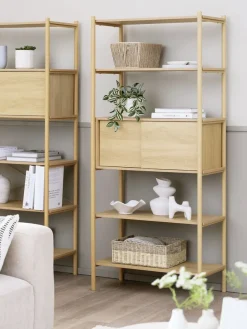 Wandrek LINDVED 6 schappen 2 deuren eiken kleur