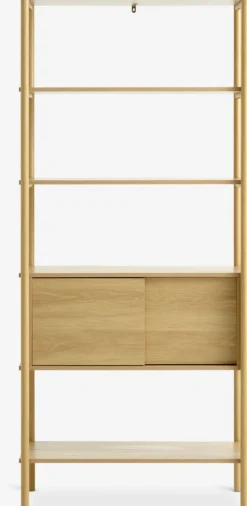 Wandrek LINDVED 6 schappen 2 deuren eiken kleur