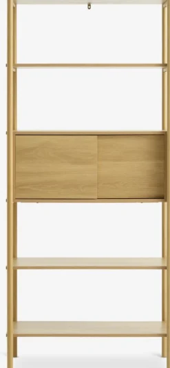 Wandrek LINDVED 6 schappen 2 deuren eiken kleur