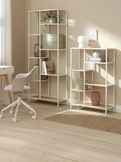 Wandrek TRAPPEDAL 5 schappen eiken kleur/wit