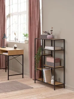 Wandrek TRAPPEDAL 5 schappen eiken/zwart