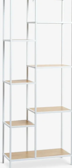 Wandrek TRAPPEDAL 7 schappen eiken kleur/wit