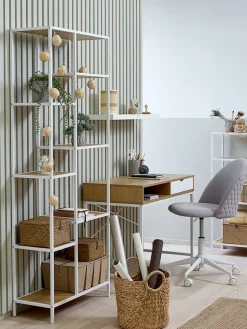 Wandrek TRAPPEDAL 7 schappen eiken kleur/wit