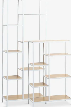 Wandrek TRAPPEDAL 7 schappen eiken kleur/wit