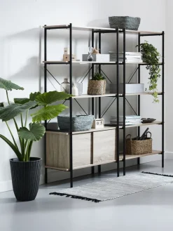 Wandrek VANDBORG 5 schappen eiken/zwart