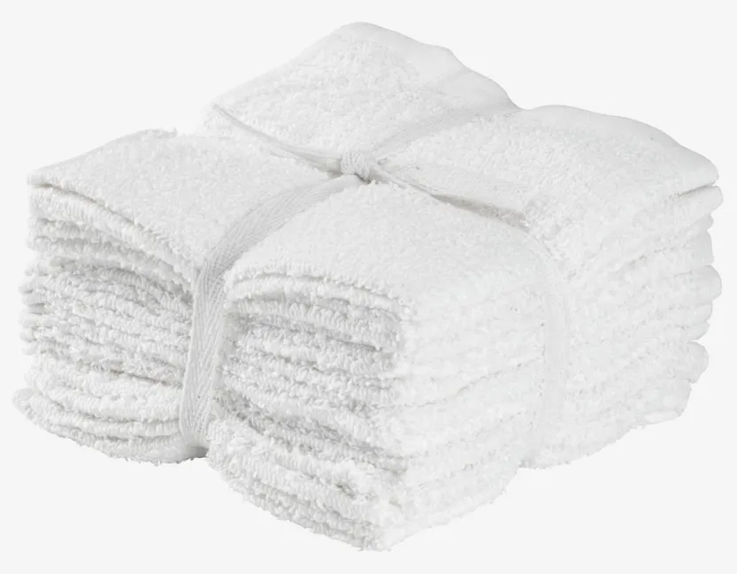 Washandje FLISBY 30x30 10 stuks wit