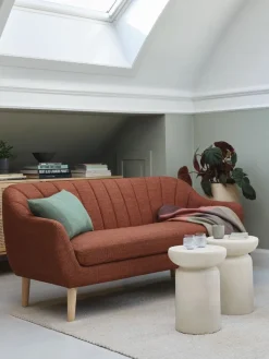 2.5-zitsbank EGEDAL terracotta stof/eiken kleur