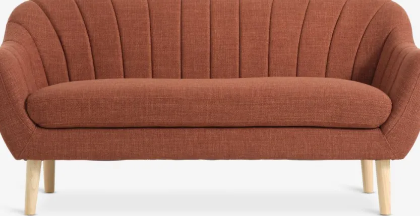 2.5-zitsbank EGEDAL terracotta stof/eiken kleur