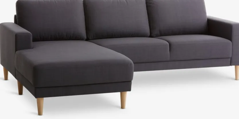 3-zitsbank EGENSE chaise longue donkergrijze stof