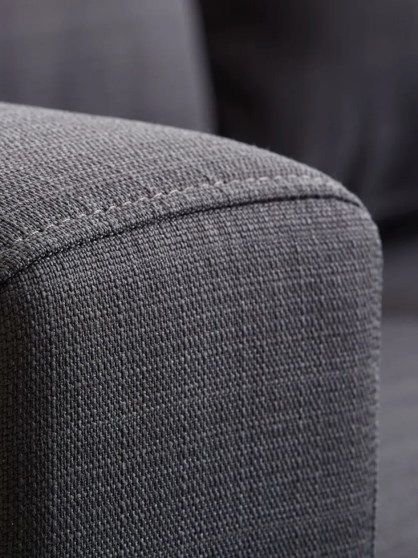 3-zitsbank EGENSE chaise longue donkergrijze stof