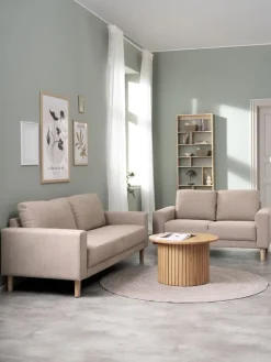 3-zitsbank EGENSE zandkleurige stof/eiken kleur